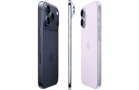 Two smartphones shown front and back